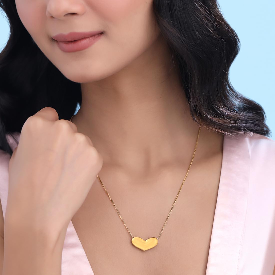 Yellow Chimes Necklace - Minimalistic Heart Jewelry