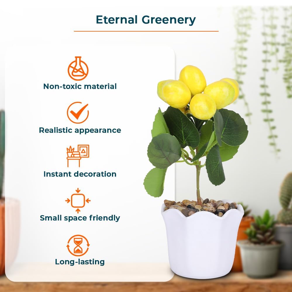 Pack of 2: Artificial Indoor Plants - Natural Looking, Includes Pots | Perfect for Home Décor | Yellow