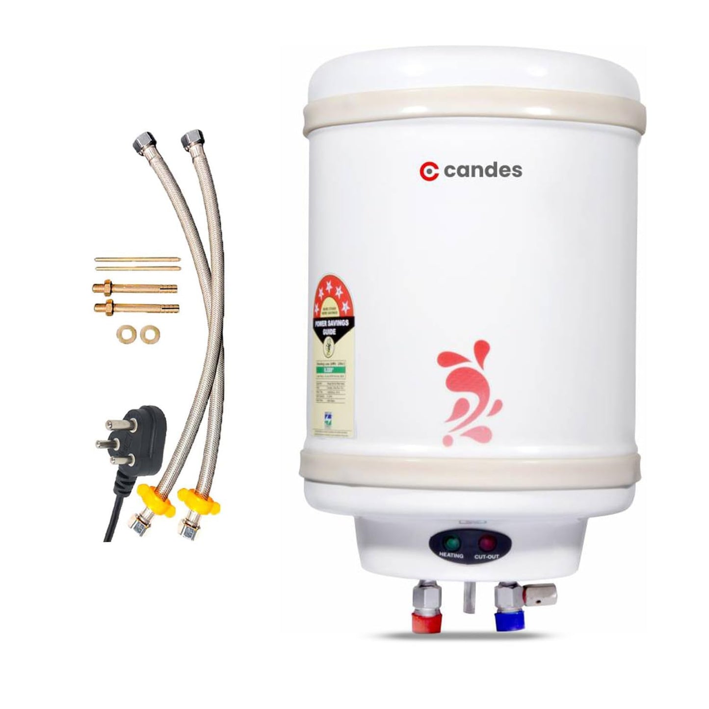 Candes Geyser 10 Litre | 1 Year Warranty | Water Heater For Home, Water Geyser, Water Heater, Electric Geyser, 5 Star Rated Automatic Instant Storage Water Heater, 2Kw - Perfecto (Ivory), Wall