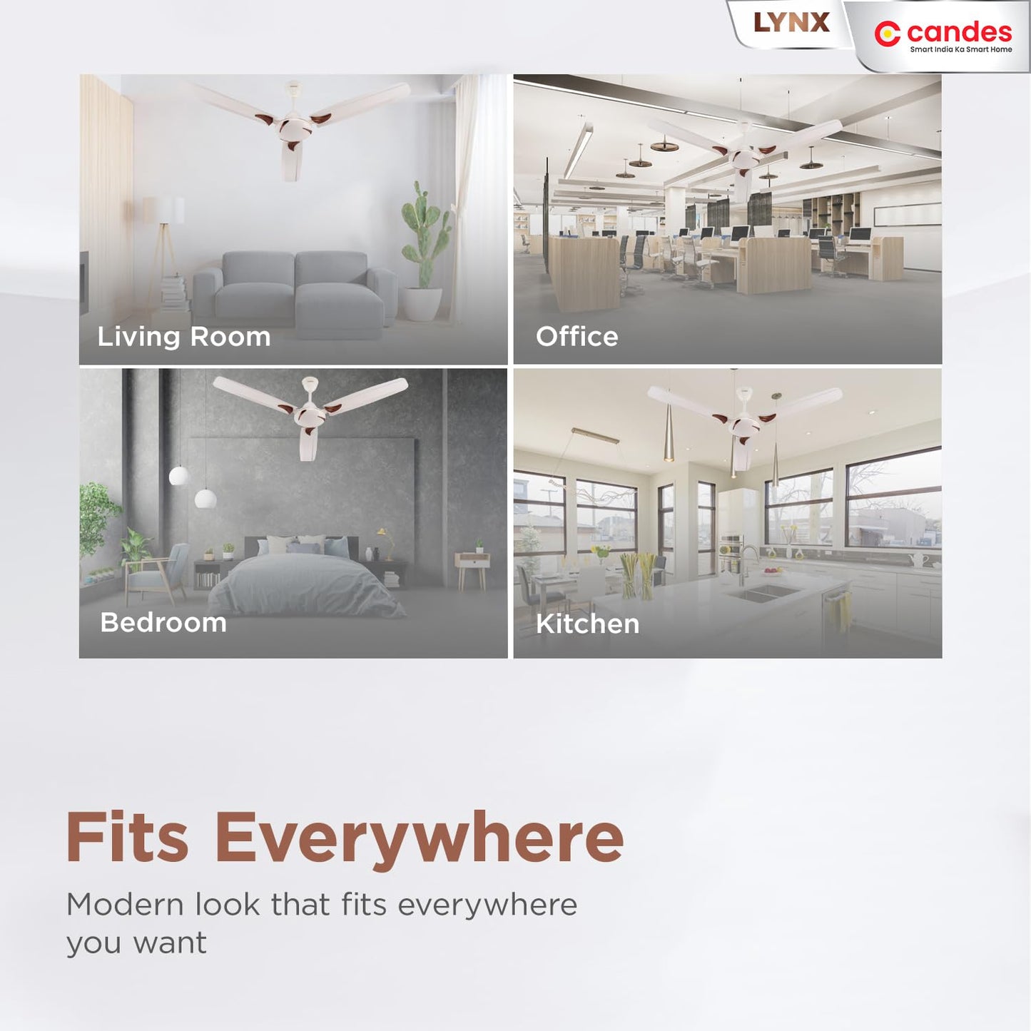 Candes Ivory ceiling fan - stylish dining area