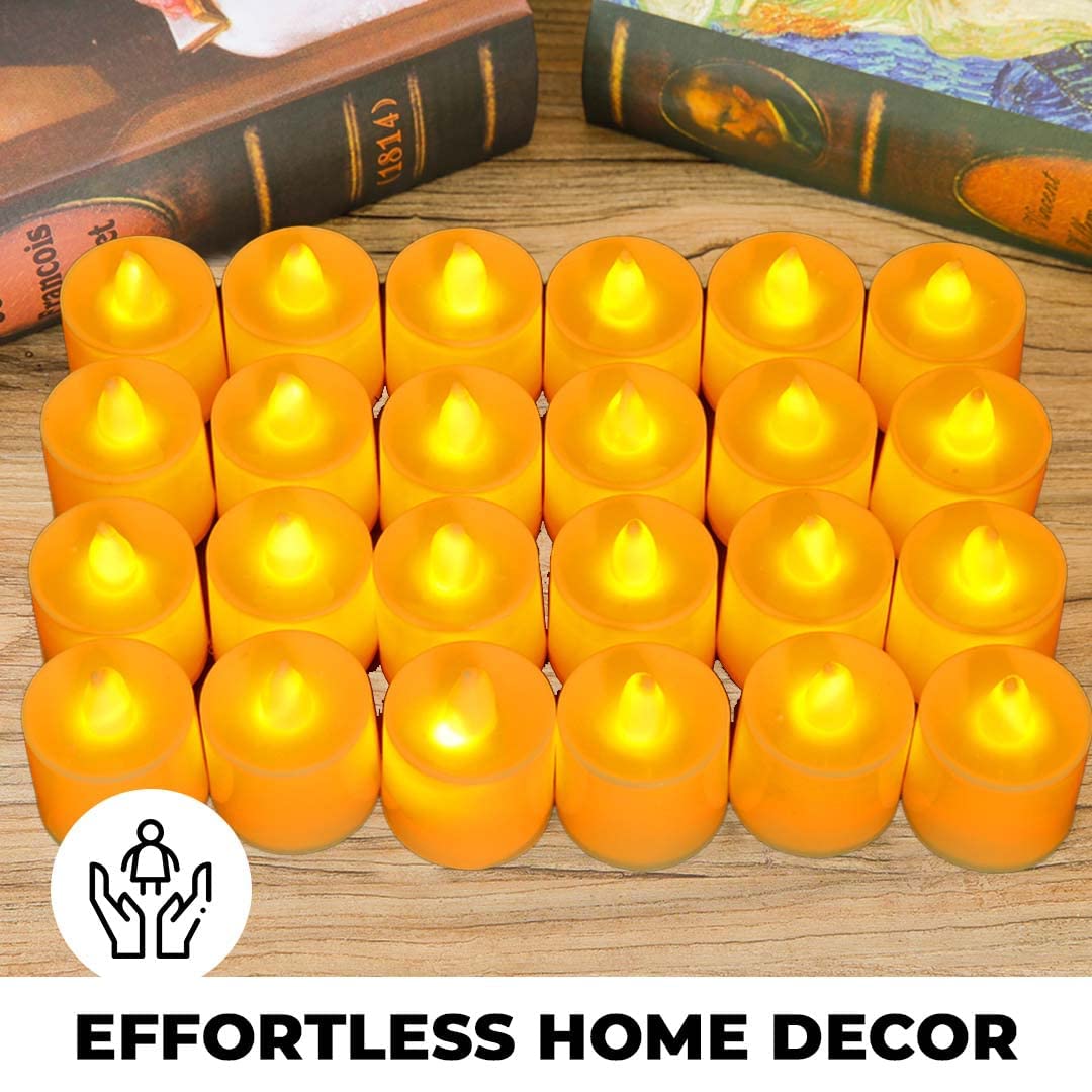 Kuber Industries LED Candles for Home Decoration|Battey Operated|Yellow Light|Safe & Easy to Maintain|Diwali Lights for Decoration,Along with Festivities & Parties|B0-002,Set of 24,(White)(Pack of 2)