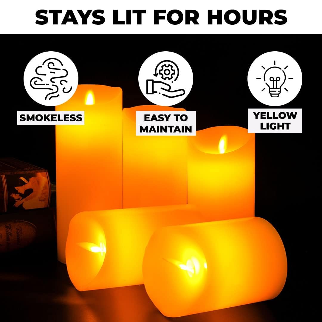 Pack of 4: LED Candles - Flameless, Battery Operated, Yellow Light | Set of 4 | Perfect for Diwali | Gray