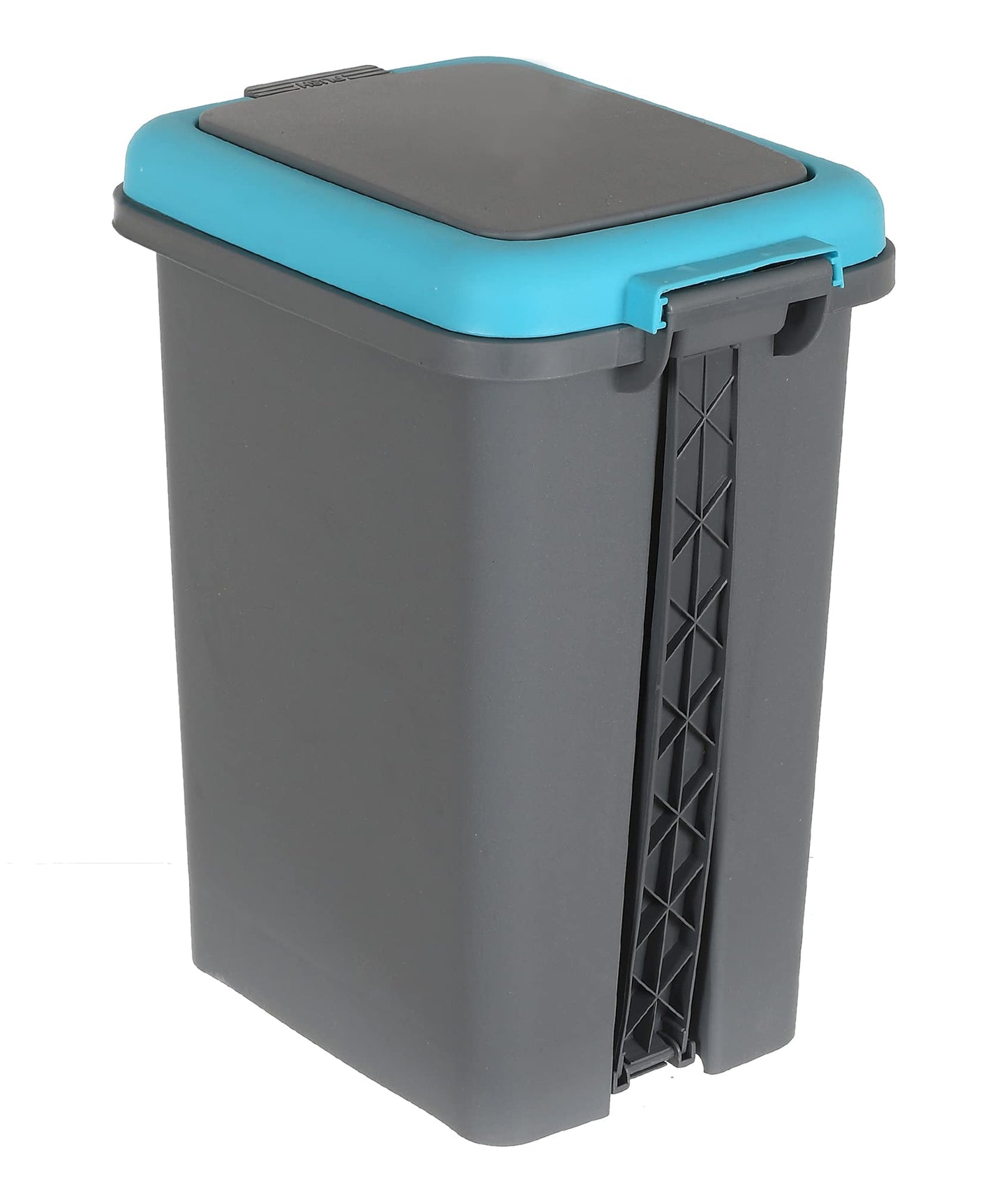 Heart Home Portable 6.5 Ltr Plastic Push And Pedal Dustbin With Lid Garbage Bins for Home Office (Grey & Blue)