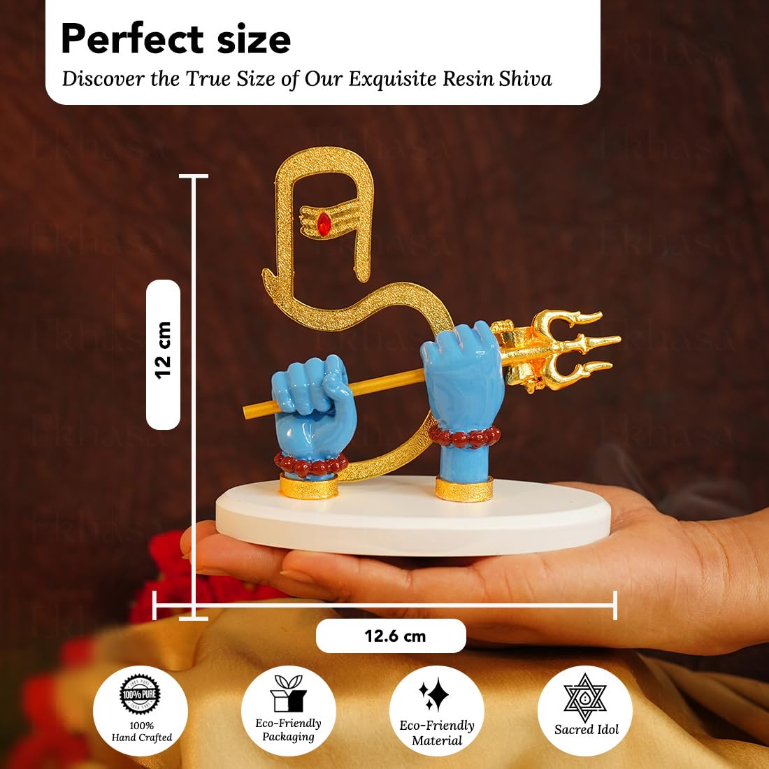 Ekhasa Resin Lord Shiva Hands with Trishul Idol | Shivji Trisul Hand Statue | Shiva Divine Hand Idol with Trishul, Rudraksha | Shiva Statue for Car Dashboard, Living Room, Griha Pravesh Gift