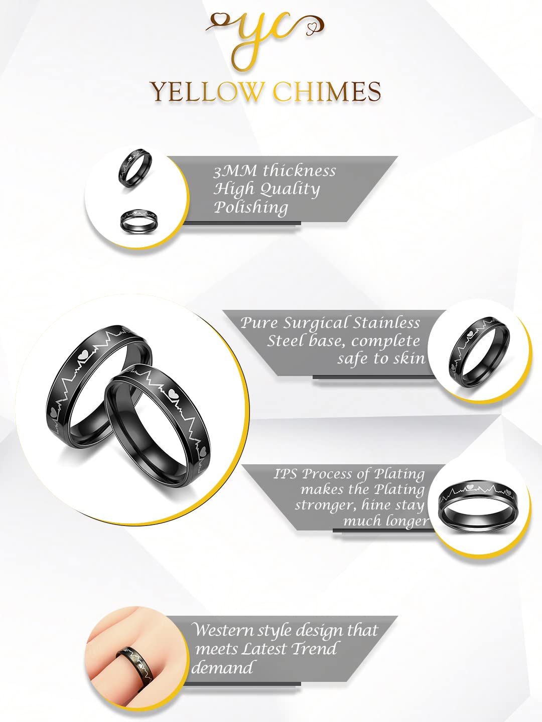 Yellow Chimes couple ring - Elegant jewelry for couples