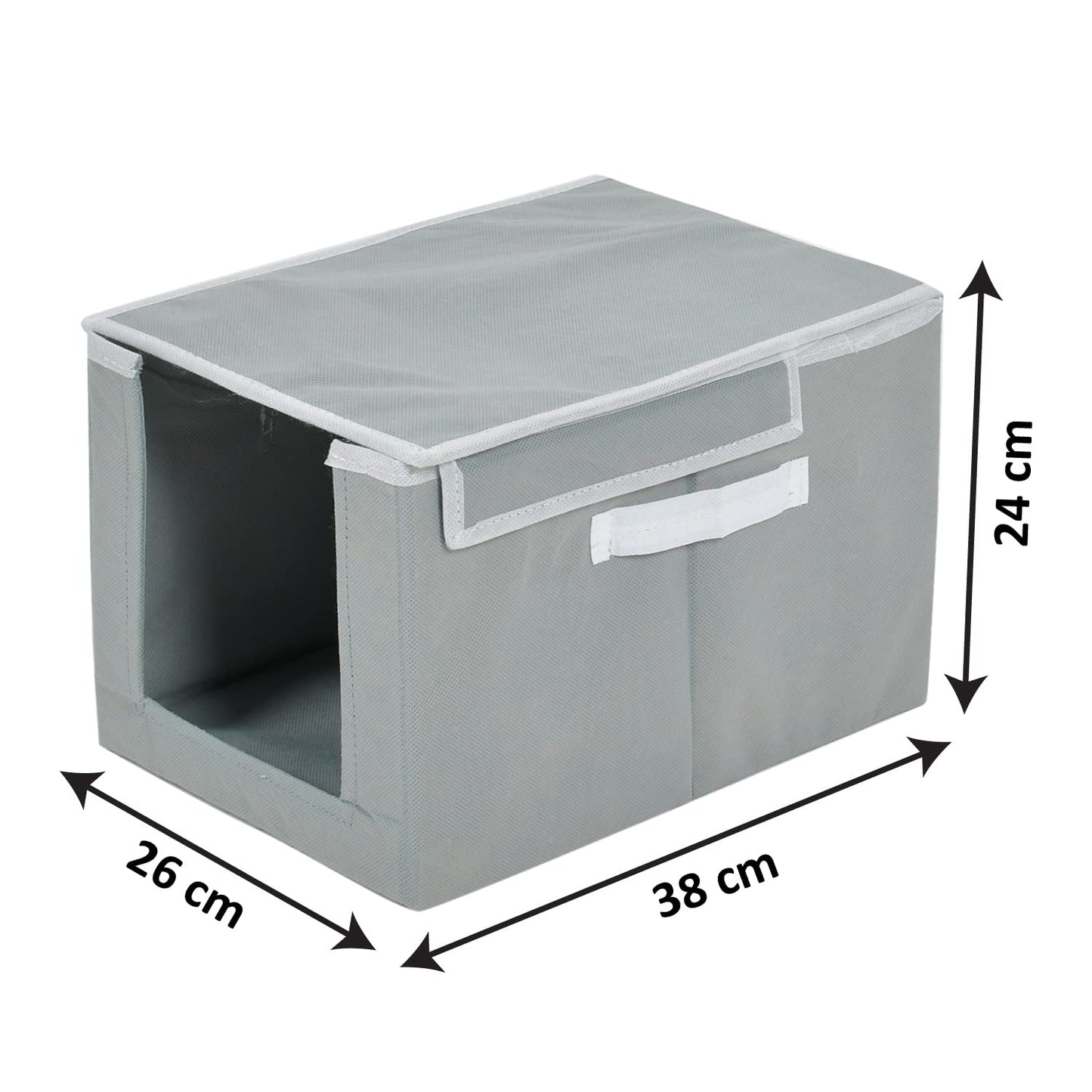 Heart Home Non-Woven Cloth Stacker - Durable, Eco-friendly with Lift-Off Lid | 1 Storage Box | Grey