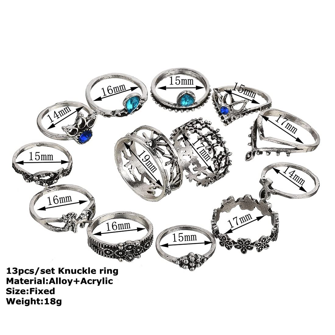 Yellow Chimes silver plated rings - chic bohemian style