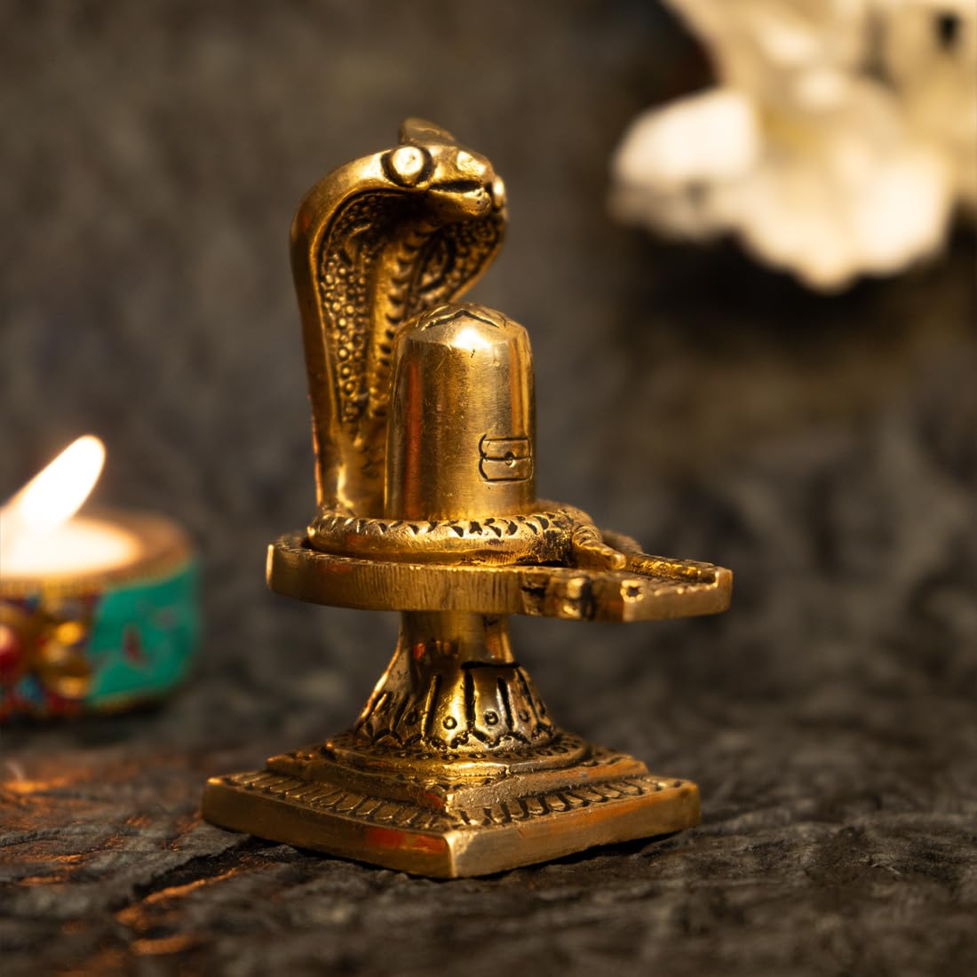 100% Pure Brass Shivling for Home Puja | Traditional Religious Idol | 8 cm | Polished Gold Finish