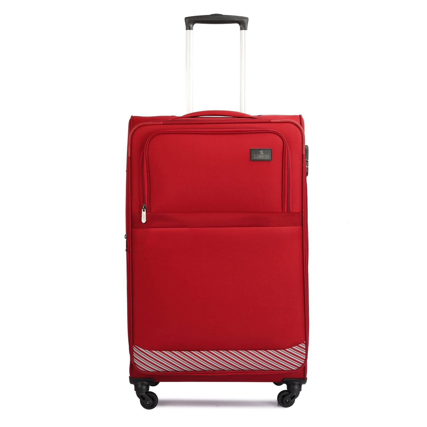 THE CLOWNFISH Sydney Luggage Polyester Soft Case Suitcase Four Wheel Trolley Bag - Red (Small size, 78 cm)