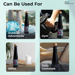 The Better Home Insulated Stainless Steel Water Bottle 500ml | 18 Hours Insulation Cork Cap | Hot Cold Gym Office School | Airtight Leak Proof BPA Free | Unique Motivational Quote Print | Pack of 1