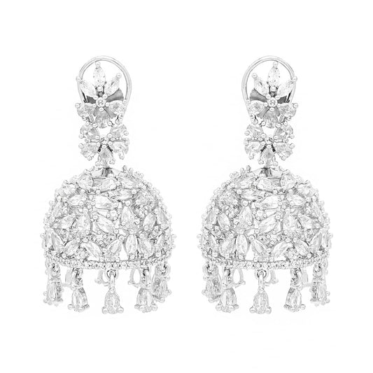 Yellow Chimes American Diamond Jhumki Earrings - Sparkling Evening Wear