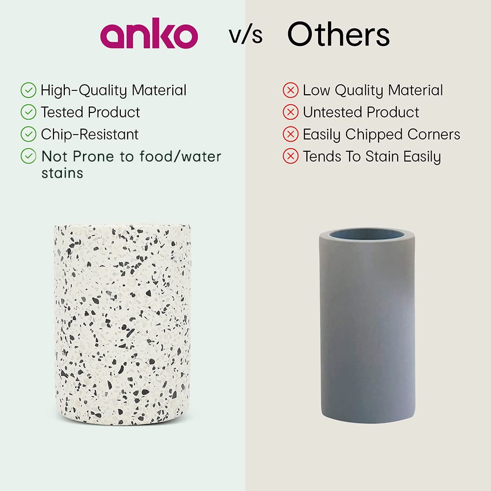 Anko Terrazzo Toothbrush Holder for Bathroom | Comb, Razor, Toothpaste, Makeup Brush Holder | Toothbrush Stand Bathroom Organiser | Storage Organiser Stand for Home, Office, Wash Basin