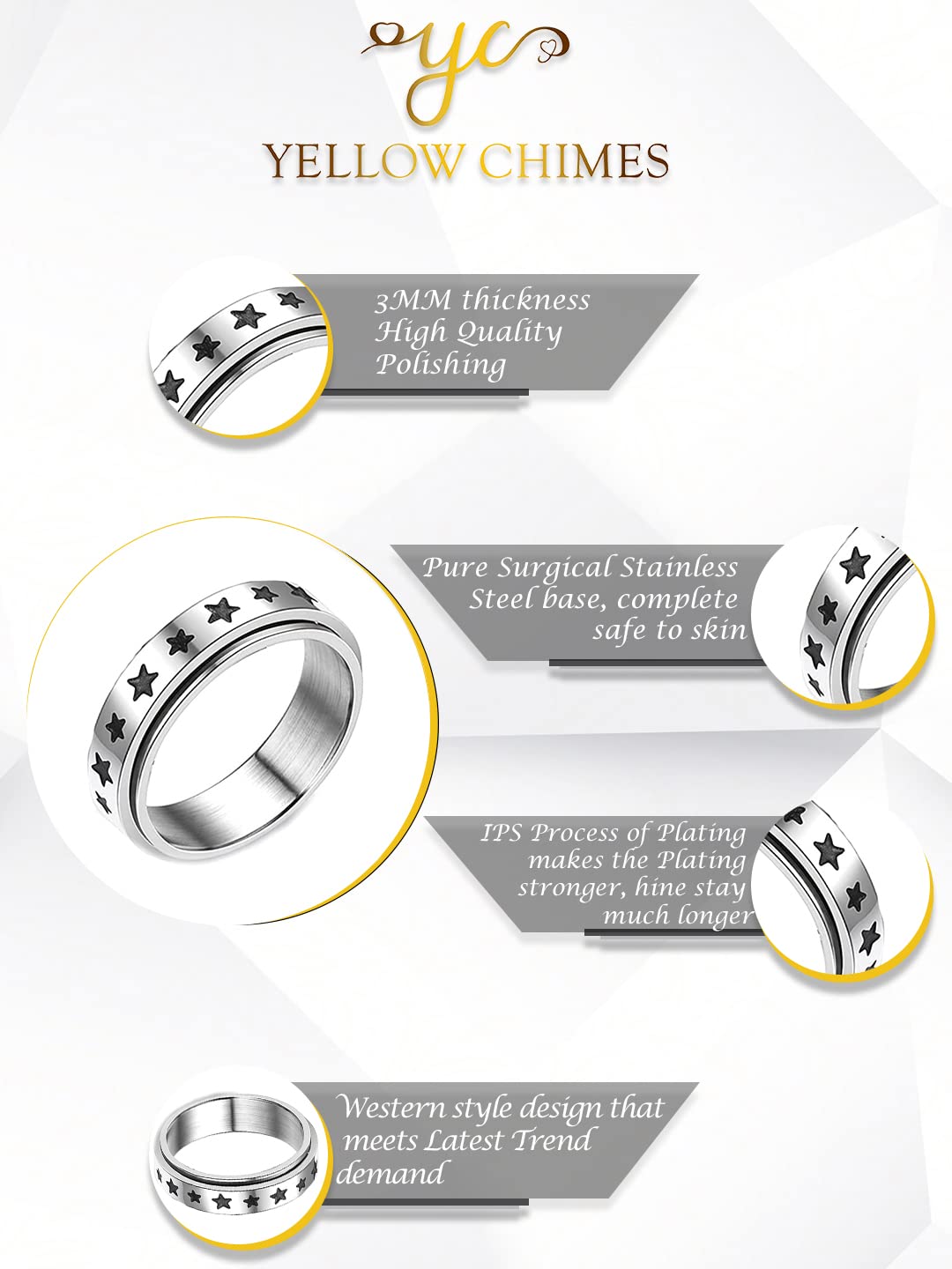 Yellow Chimes Spinner Ring - Elegant Design for Everyday Wear