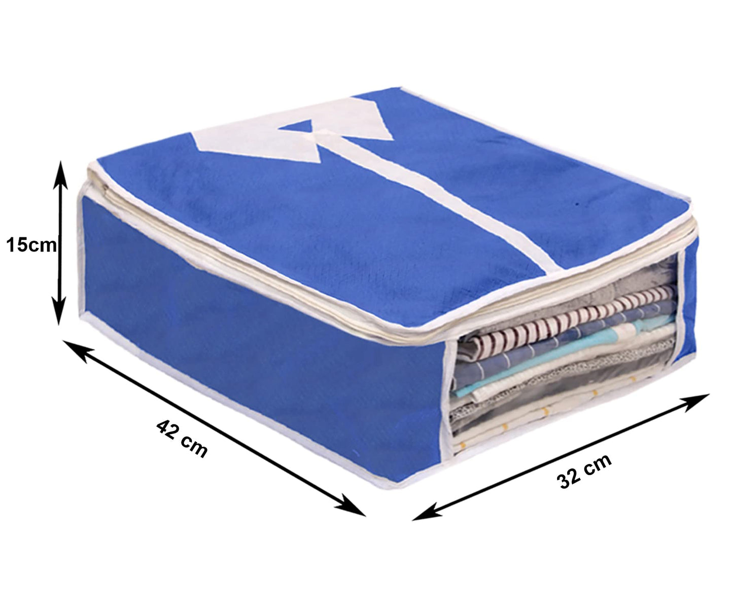 Kuber Industries Shirts & Clothing Organizer With Clear Window- Pack of 3 (Blue)-HS43KUBMART26159