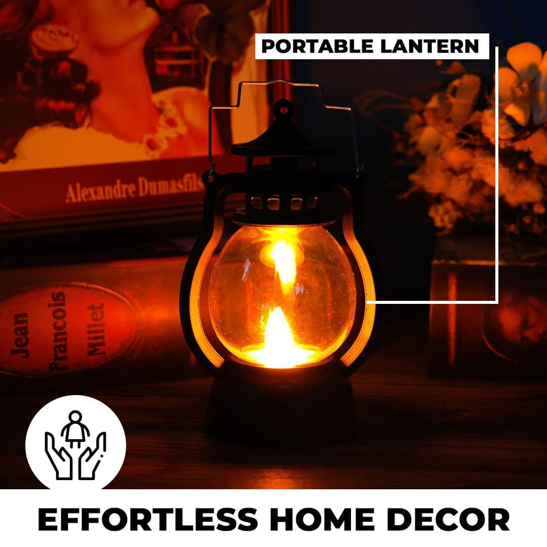 Homestic Pack of 3 LED Lantern Lamp|Battey Operated|Flameless Yellow Light|Safe & Easy to Maintain|Diwali Lights for Home Decoration,Along with Other FestivitiesB0-003A|Black