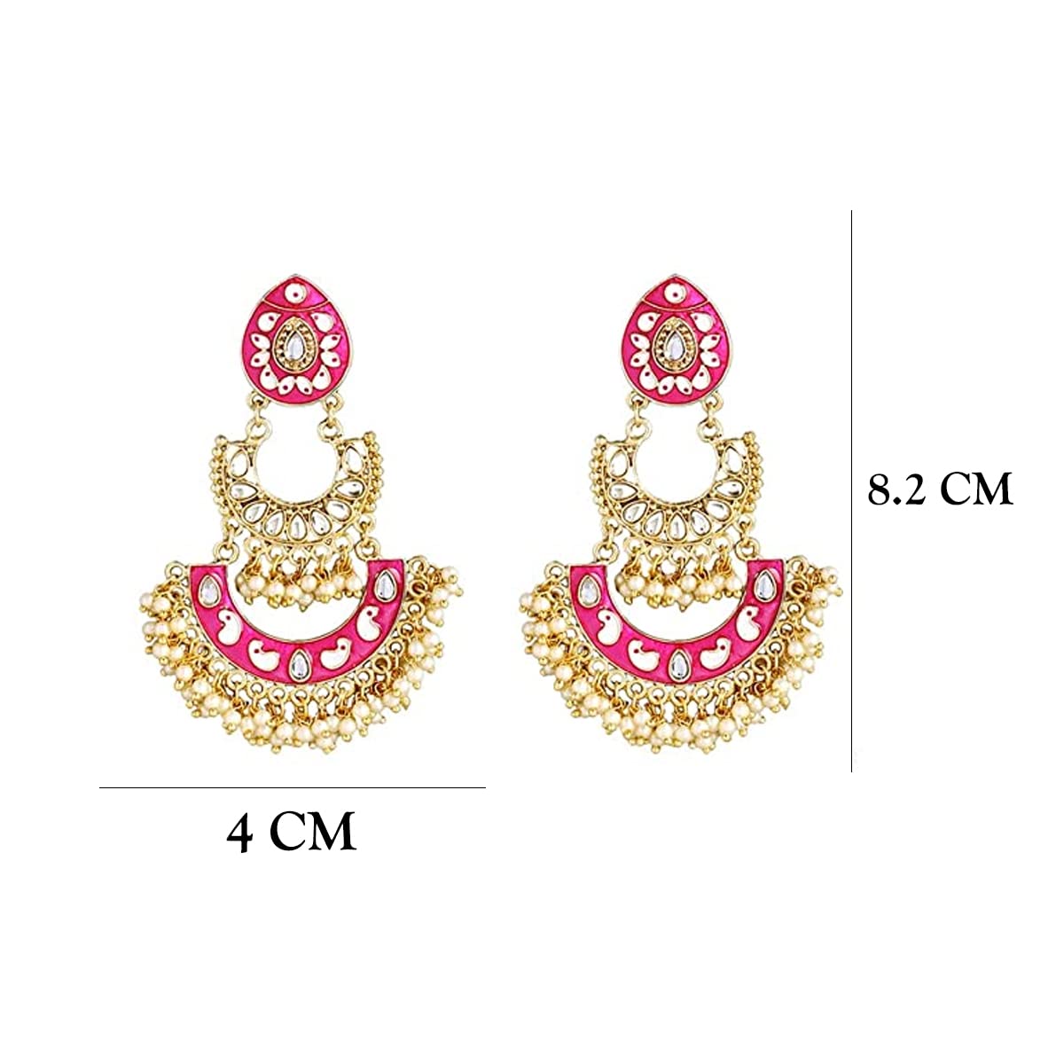 Yellow Chimes Meenakari Chandbali Earrings - birthday gift