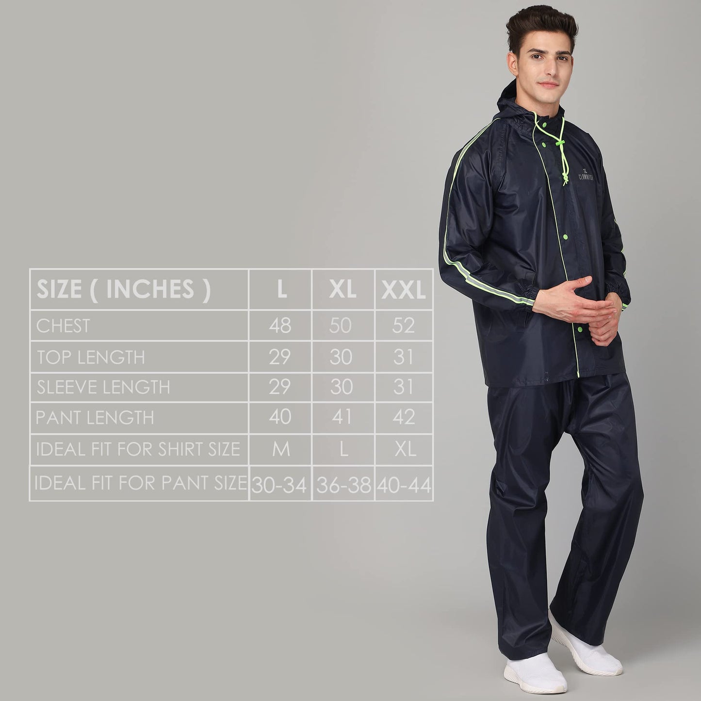 Men's Waterproof Raincoat with Hood & Reflector | Includes Storage Pouch | XX-Large | Bruce Blue