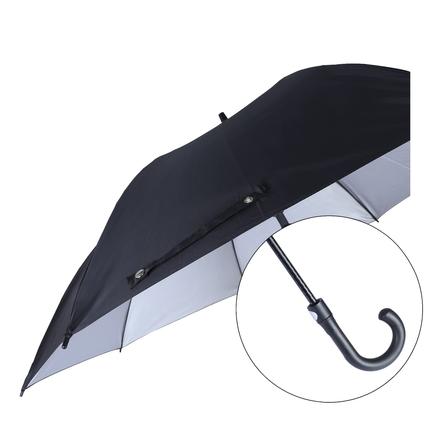 Folding Umbrella - Auto Open, Waterproof Polyester | Includes Strap | Standard Size | Mighty Black