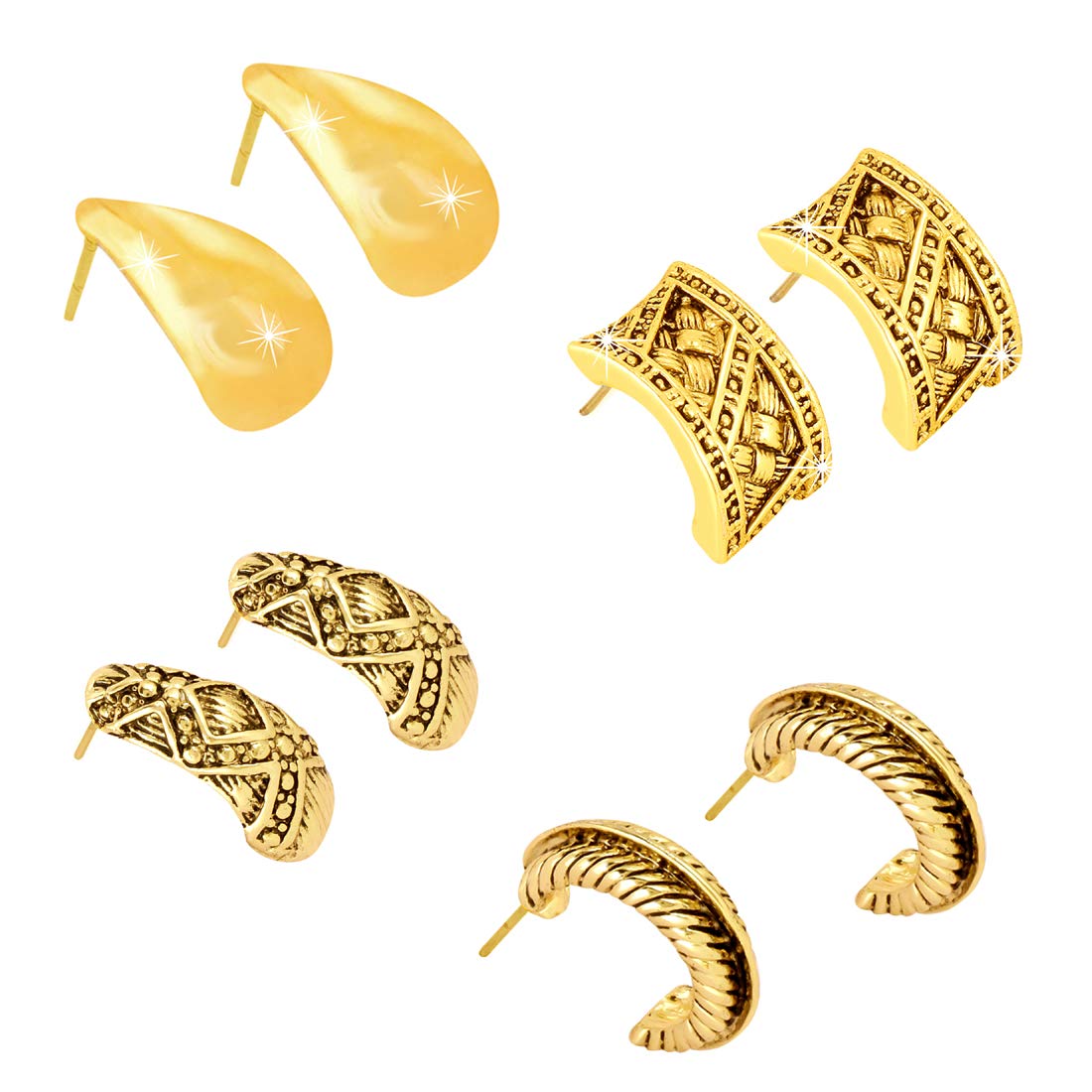 Yellow Chimes Stylish Oxidized Gold Plated Studs Earrings - Ethnic Wear