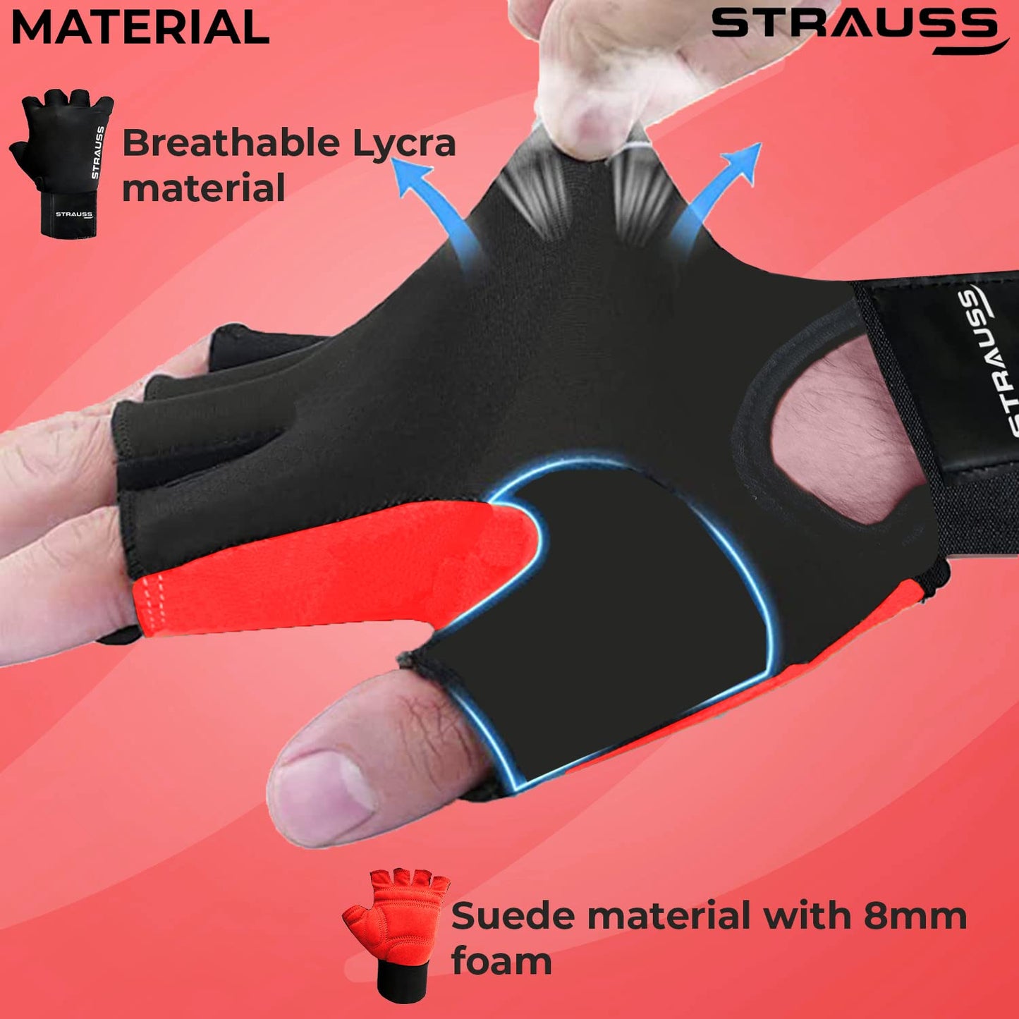 Strauss Sports exercise gloves - pull up support