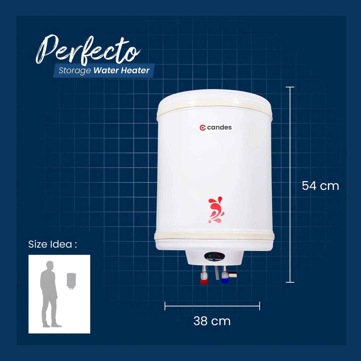 Candes Wall Mount Geyser 25 Litre 1 Year Warranty Water Heater For Home, Water Geyser, Water Heater, Electric Geyser, 5 Star Rated Automatic Storage Vertical Water Heater, 2000W - Perfecto (Ivory)