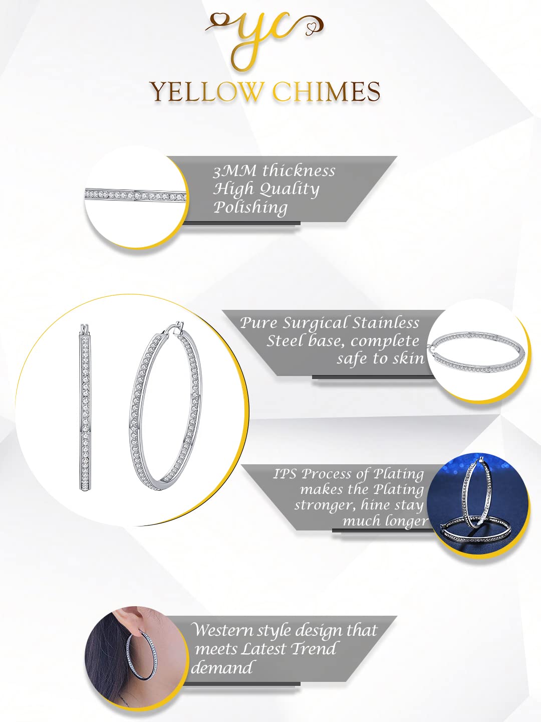 Yellow Chimes Medium Size Hoops - Lightweight and comfortable wear