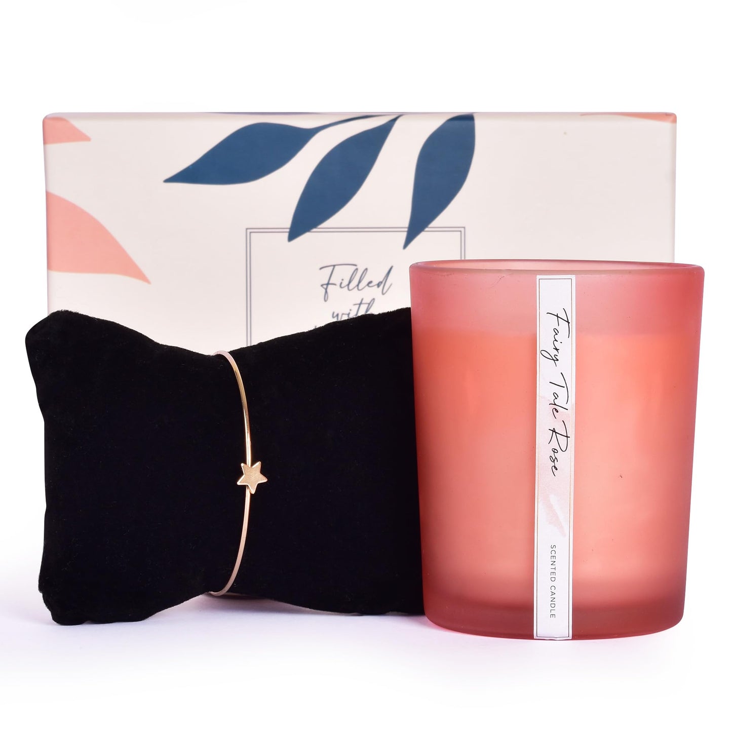 Pack of 2: Votive Candles & Star Bracelet Set | Rose Scented | 250 gm | Perfect for Gifting