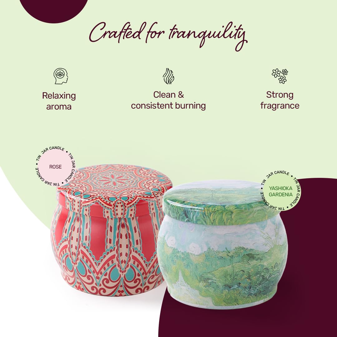 Combo: Scented Candles for Home Decor | Diwali & Birthday Gifts | Yashioka & Rose Fragrance | 120 GMS Each