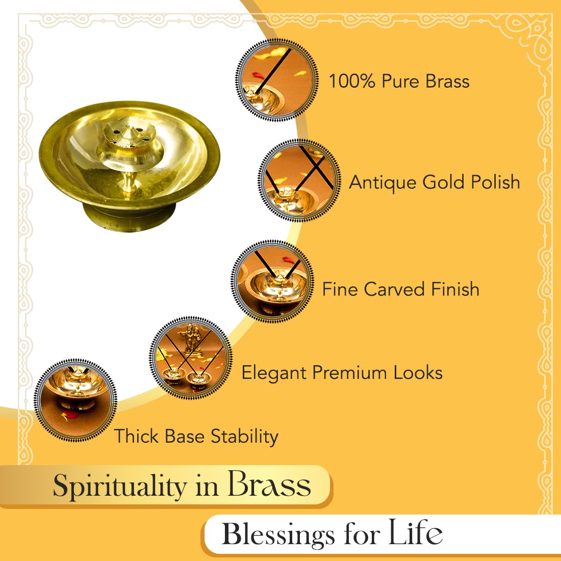 Ekhasa 100% Pure Brass Agarbatti Stand with Ash Catcher (Set of 2) | Incense Stick Holder Agarbati Stand | Oothupathi Agarbati Agarbathi Udbatti Dhoop Agarbattee Agarbakthi Pathi Stand Ash Collector