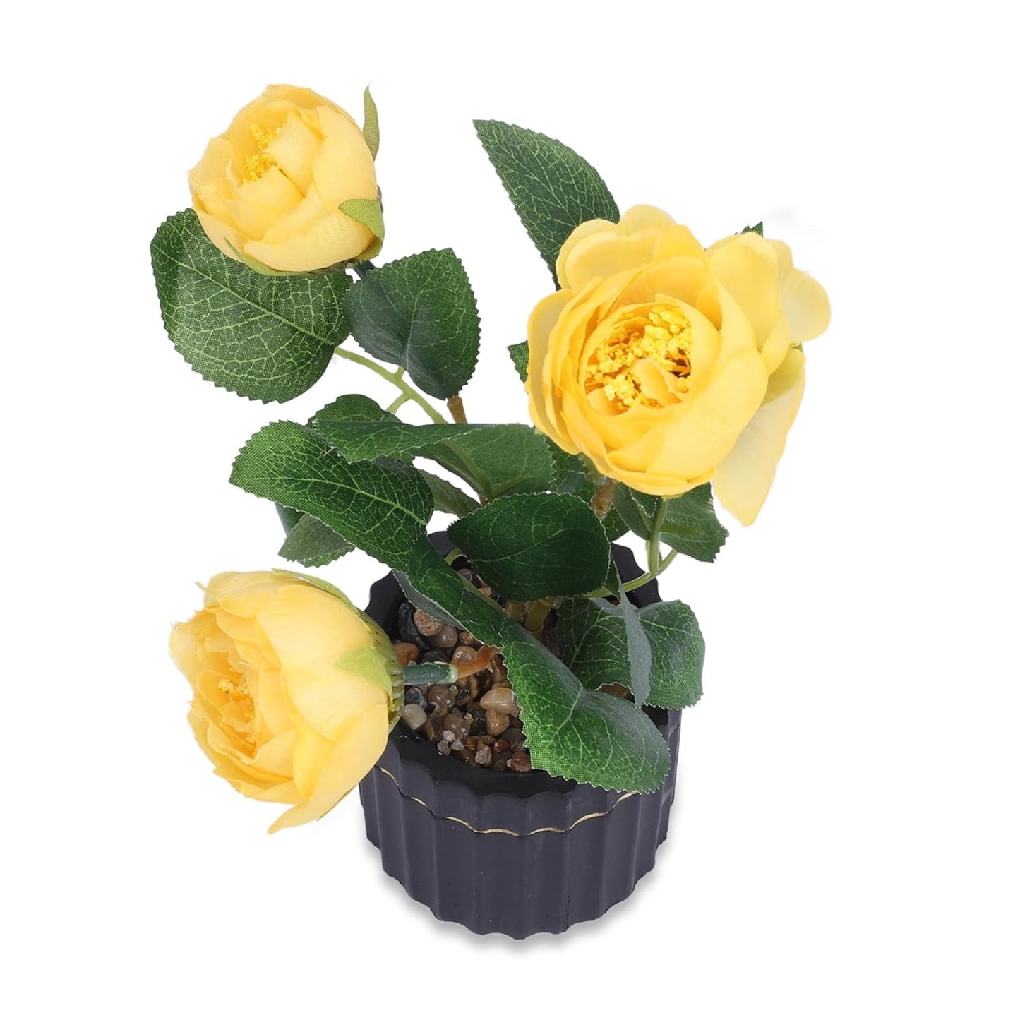 Pack of 6: Artificial Plants for Home Décor - Natural Looking Indoor Fake Plants with Pot | Yellow