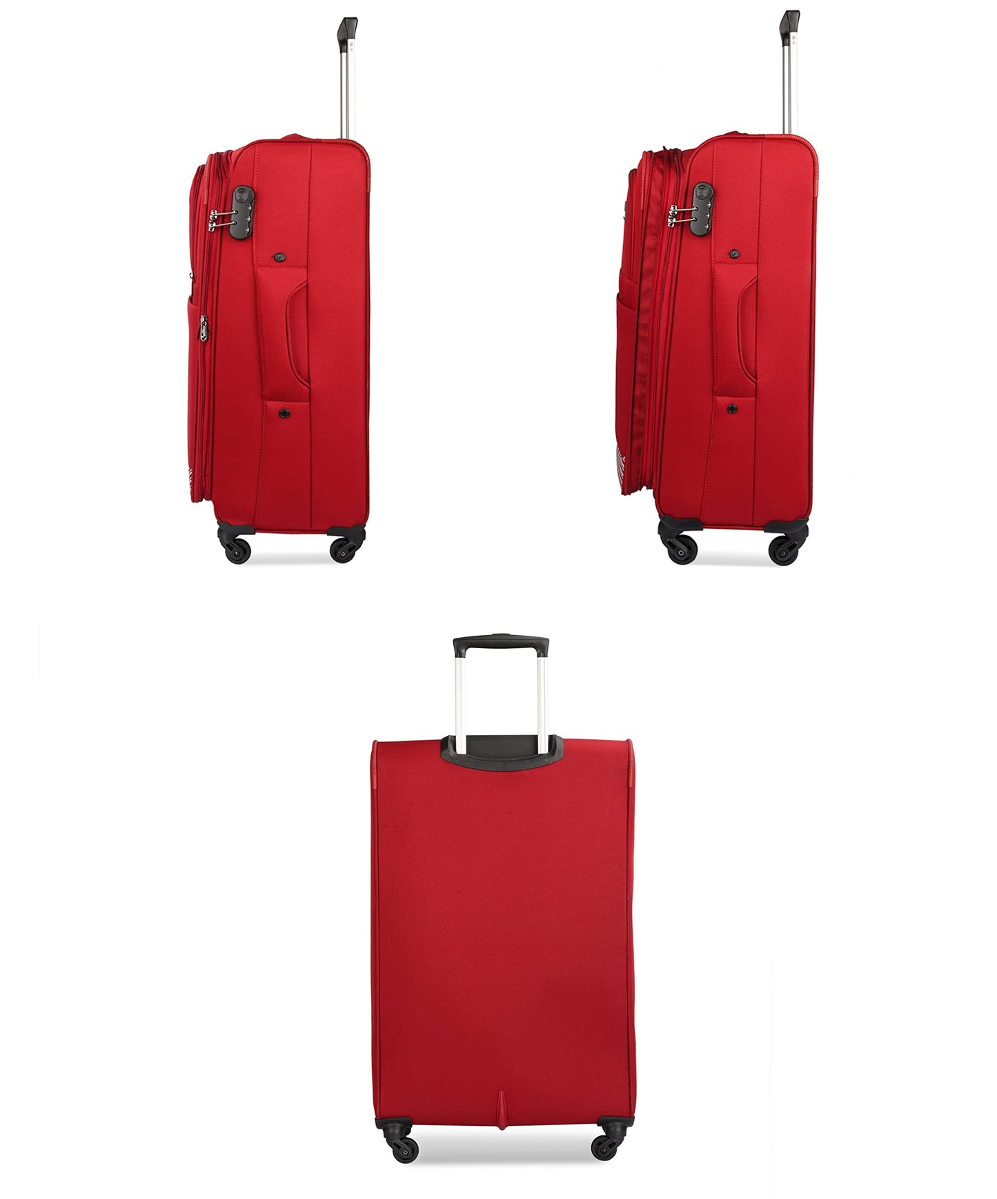 THE CLOWNFISH Sydney Luggage Polyester Soft Case Suitcase Four Wheel Trolley Bag - Red (Small size, 78 cm)