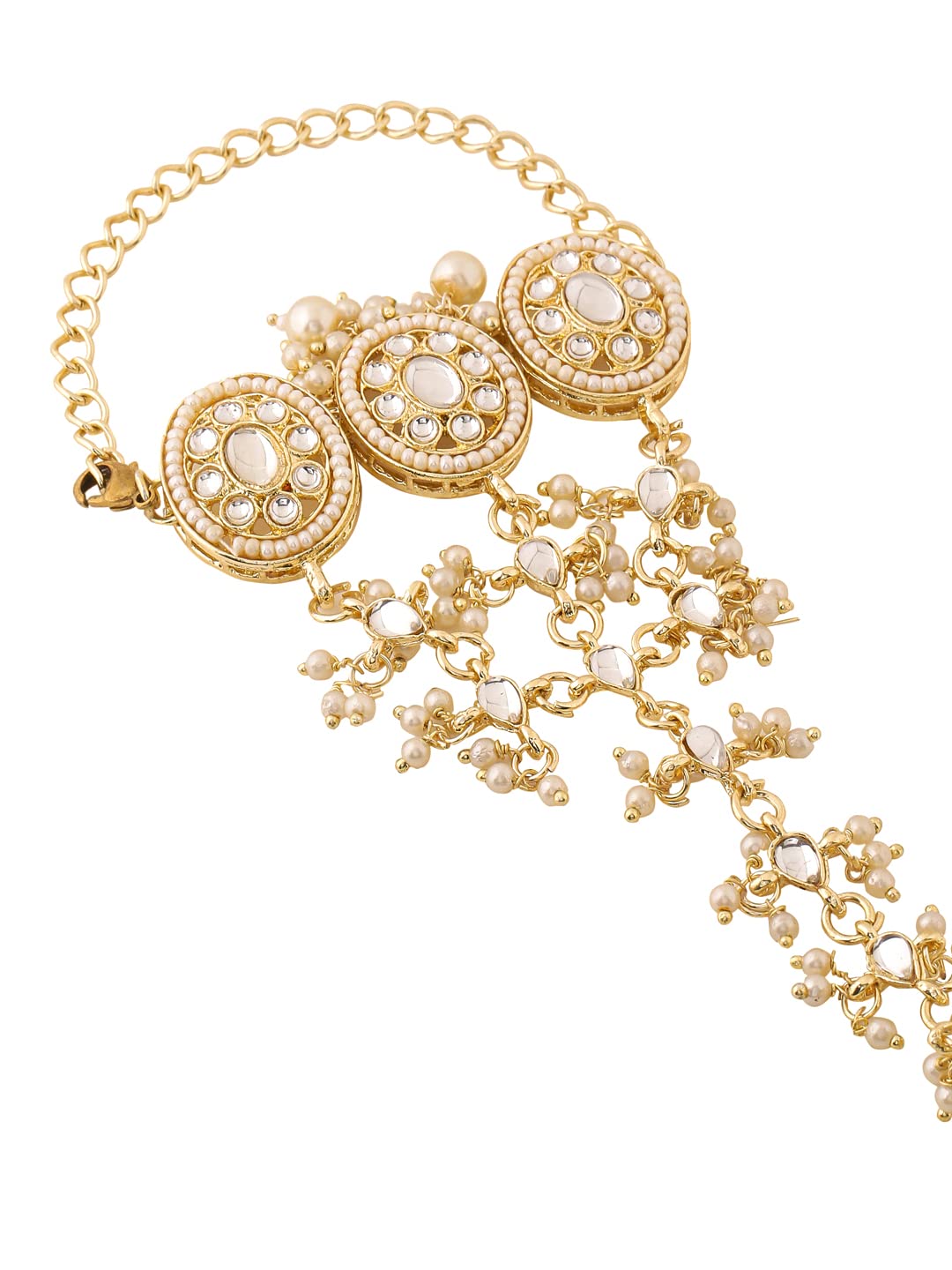 Yellow Chimes Haath Phool - Traditional gold plated bracelet for women