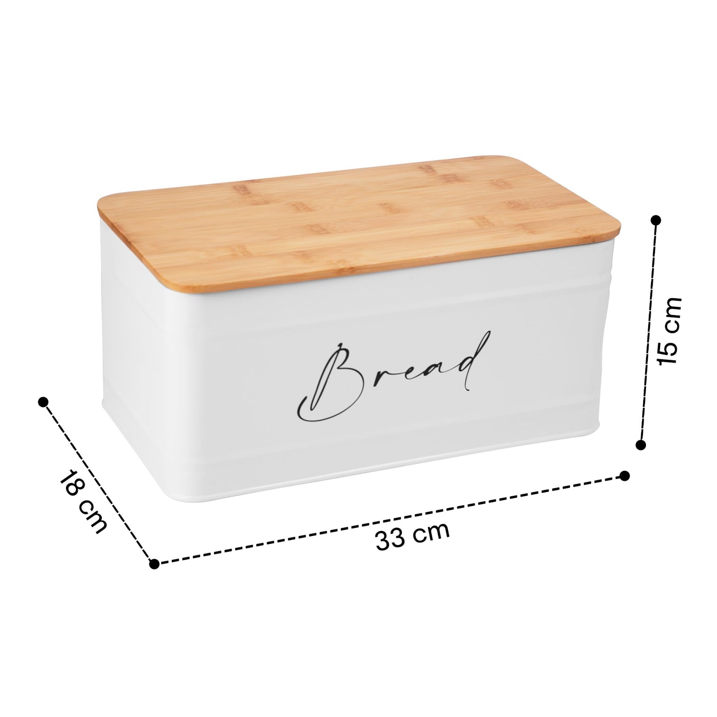 Anko Sleek Bread Bin With Bamboo Lid For Kitchen | Food Grade Bpa-Free Metal Box Container For Easy Storage Of Bread, Cakes, Sandwiches | Rust Resistant Countertop Organizer | 15 X 33 X 18Cm, Blue