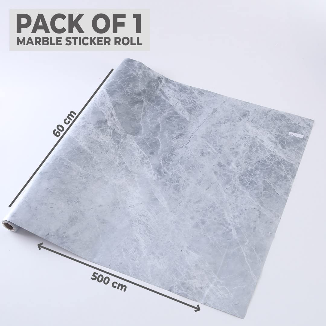 Marble Design Wall Sticker - Easy to Peel, Stick & Remove DIY Wallpaper | 60cm x 500cm | Grey