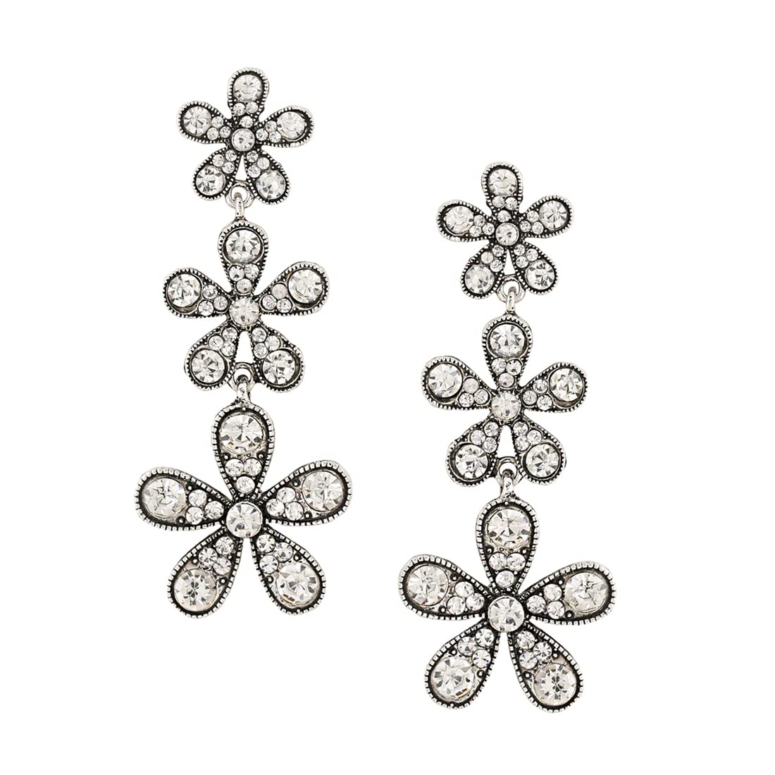 Yellow Chimes Silver Floral Earrings - Anniversary Surprise