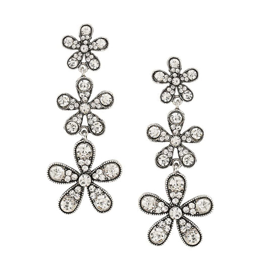Yellow Chimes Silver Floral Earrings - Anniversary Surprise