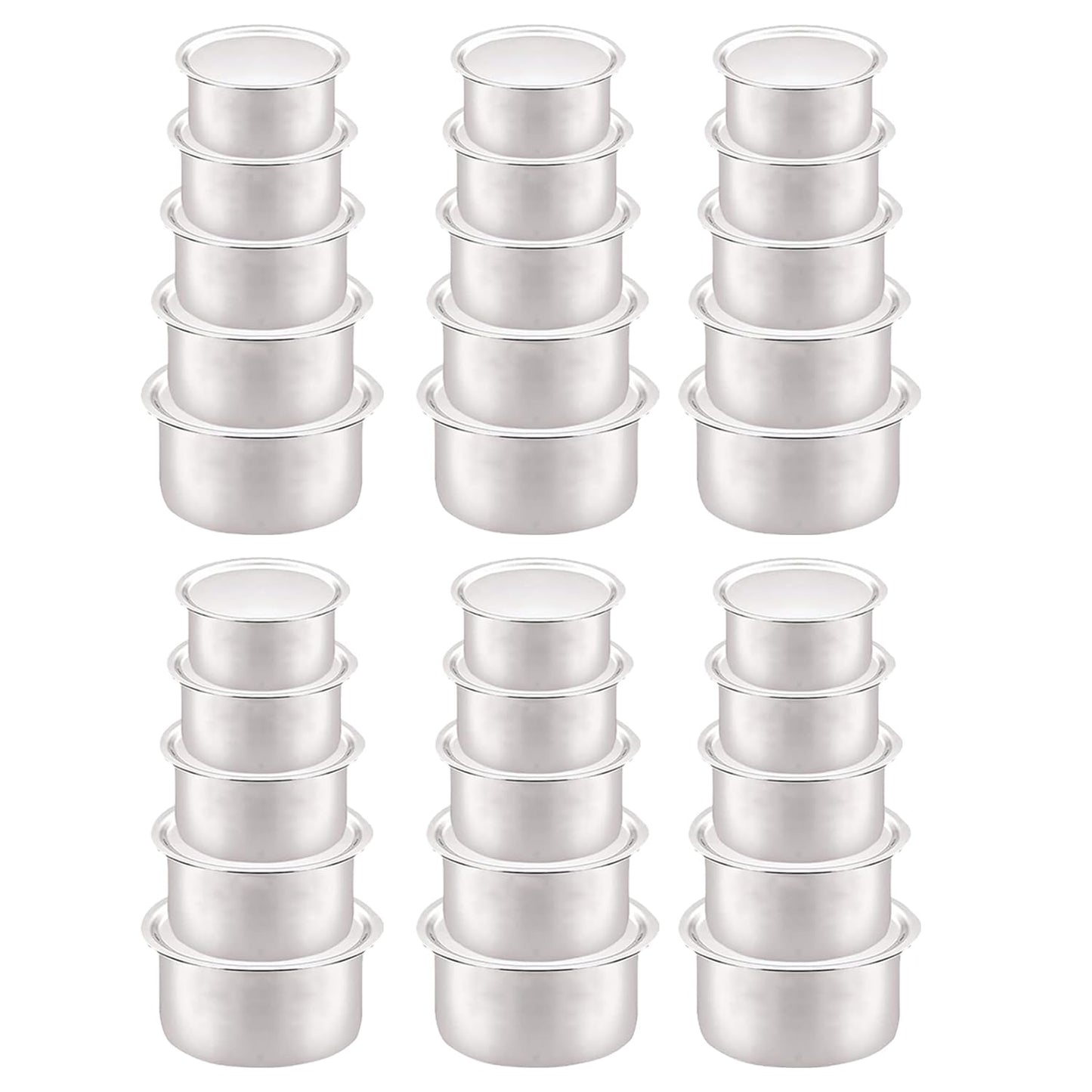 Kuber Industries Steel Tope/Patila/cookware with Lids, 800 ml, 1000 ml, 1400 ml, 1900 ml, 2400 ml, 5 Piece (Steel) (Pack of 6)