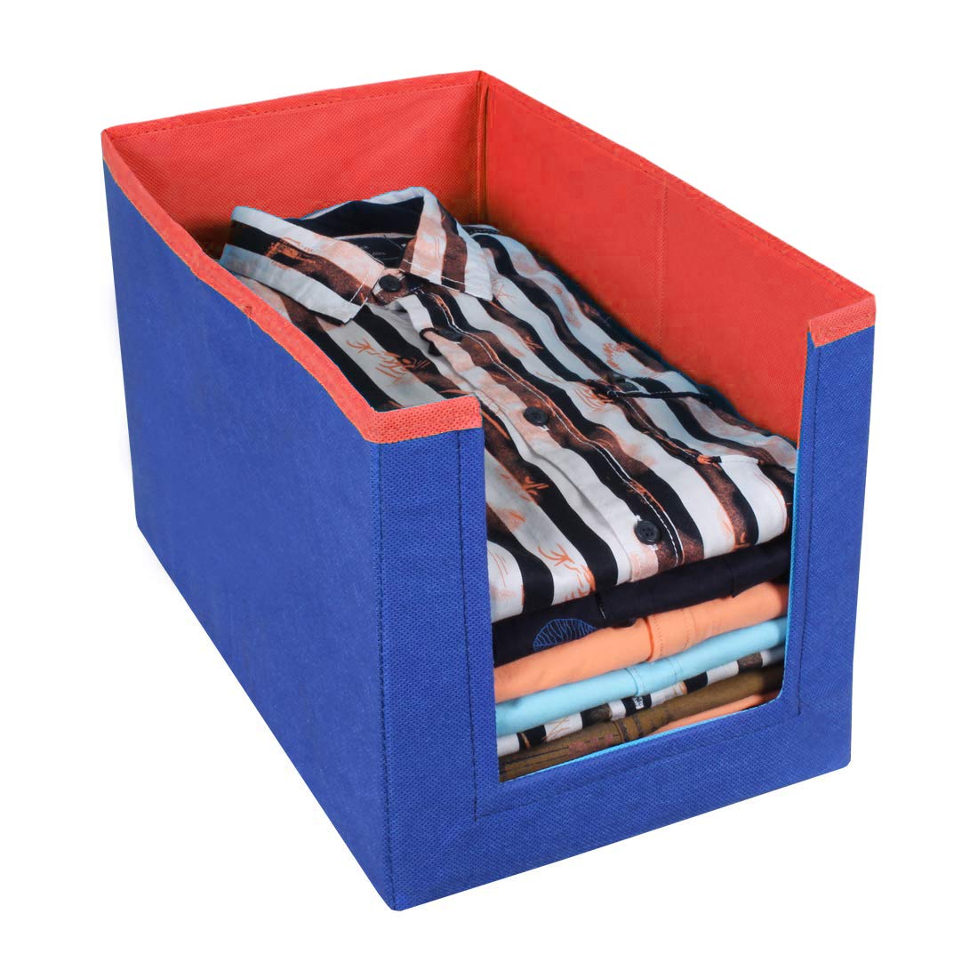 Pack of 2: Non Woven Shirt Stacker Organizers | Contemporary Design | Rectangular | Blue & Red