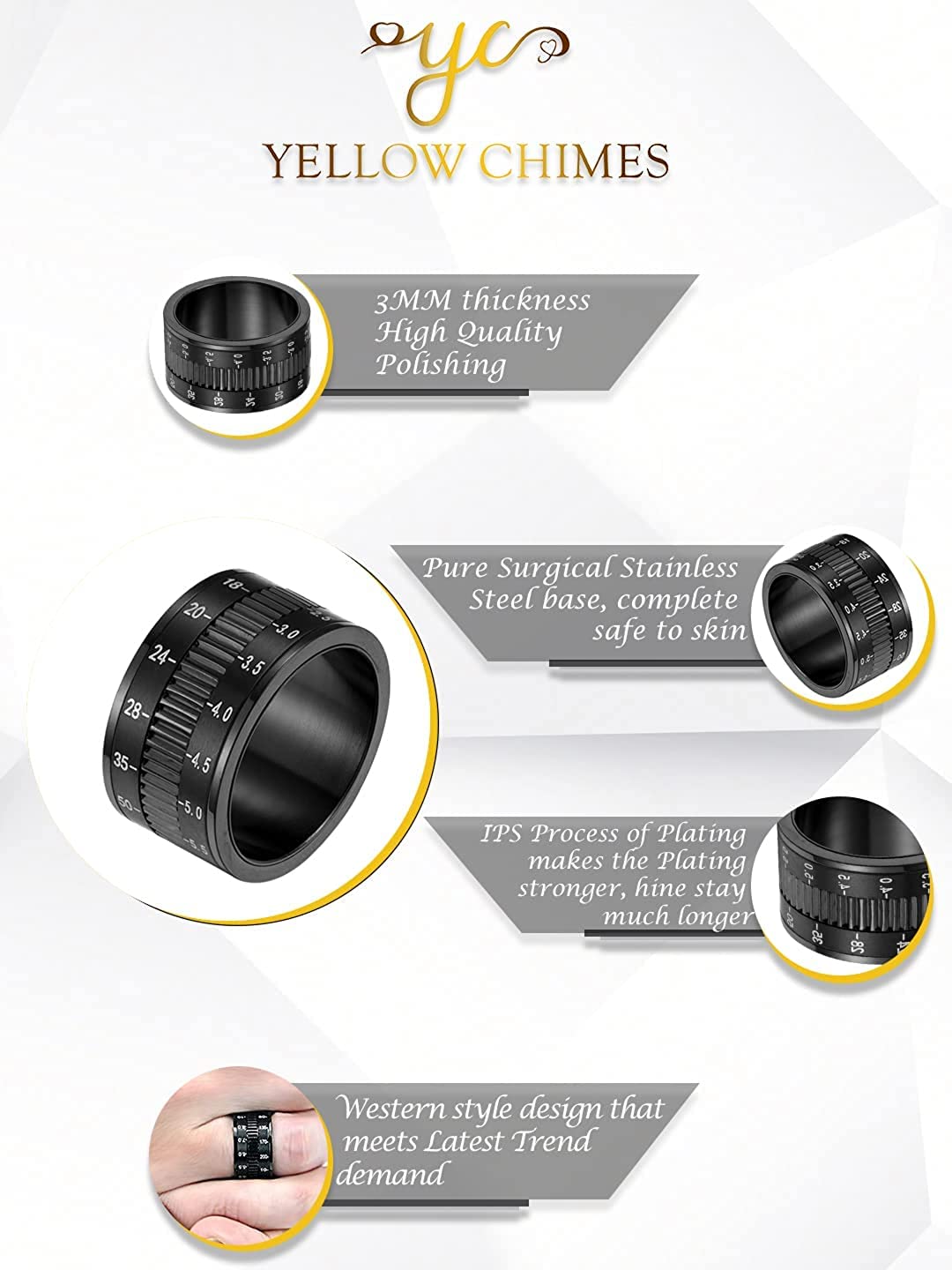 Yellow Chimes stainless steel ring - durable and classy