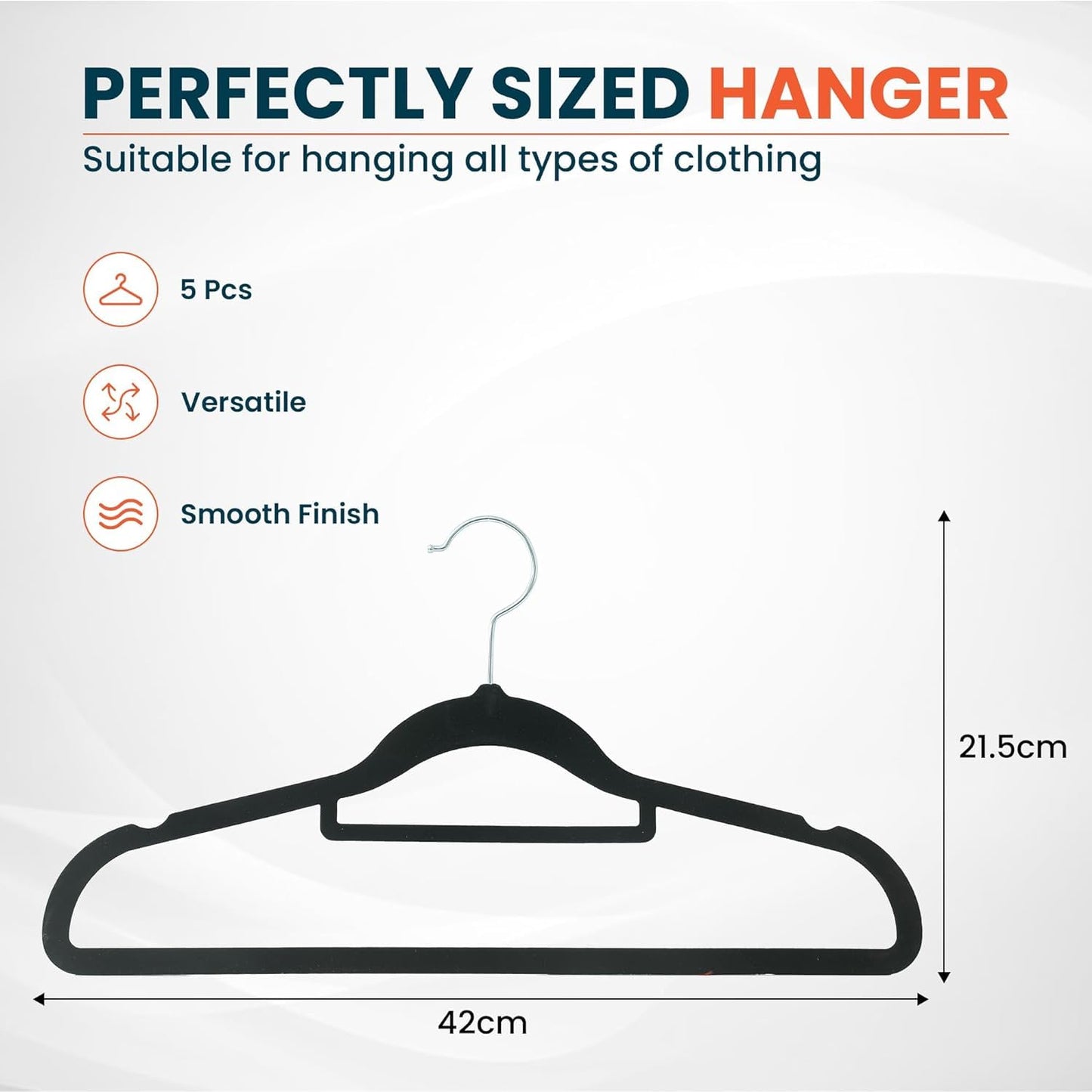 Kuber IndustriesVelvet Cloth Hanger Set of 10 with Chromed Plated Steel Hook (Black)