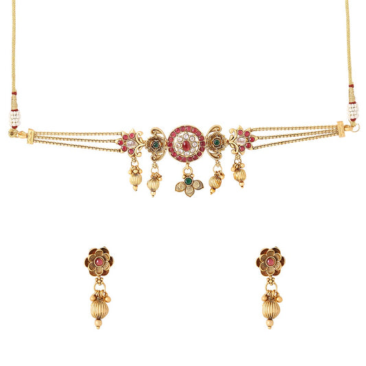 Yellow Chimes Ethnic Choker Set - For Special Occasions