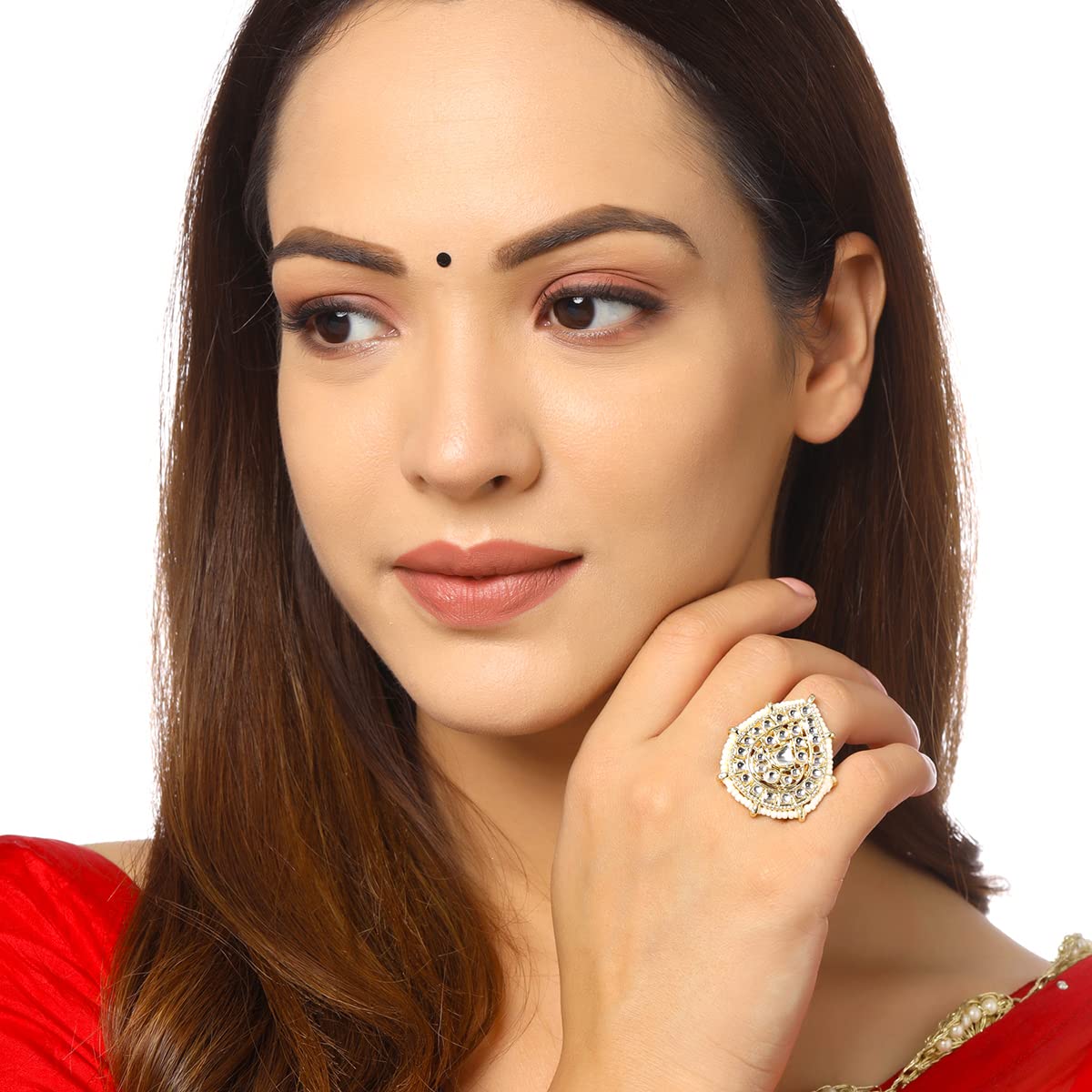 Yellow Chimes Kundan Studded Ring - Unique handcrafted jewelry