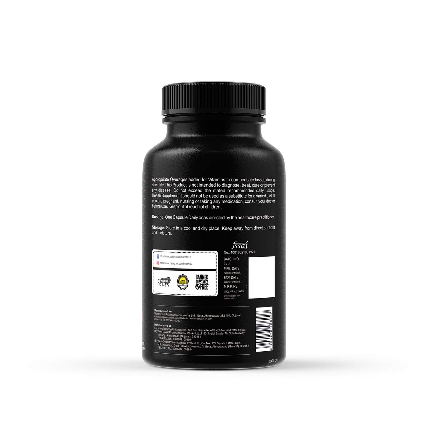 Healthvit ZMA Plus - Vegetarian Capsules