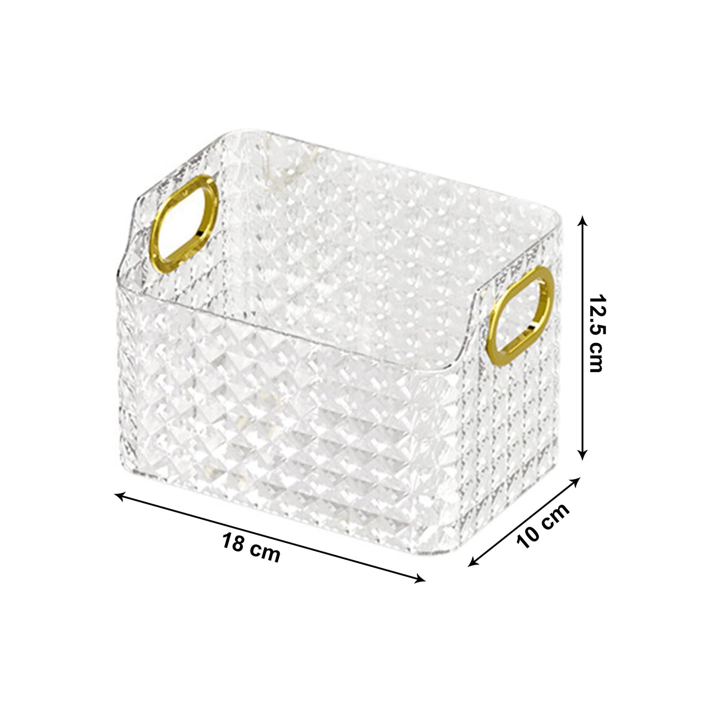 Makeup Desk Organizer - Diamond Cut Glass Finish | Large Capacity | Skin Care Products Holder | Transparent