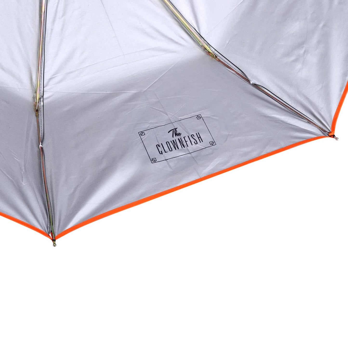 THE CLOWNFISH Umbrella Coloured Piping Series 3 Fold Auto Open Waterproof 190 T Polyester Double Coated Silver Lined Umbrellas For Men and Women (Coloured Piping- Orange)