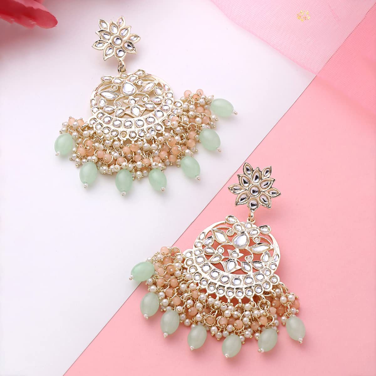 Yellow Chimes Chandbali Earrings - Gift for Women