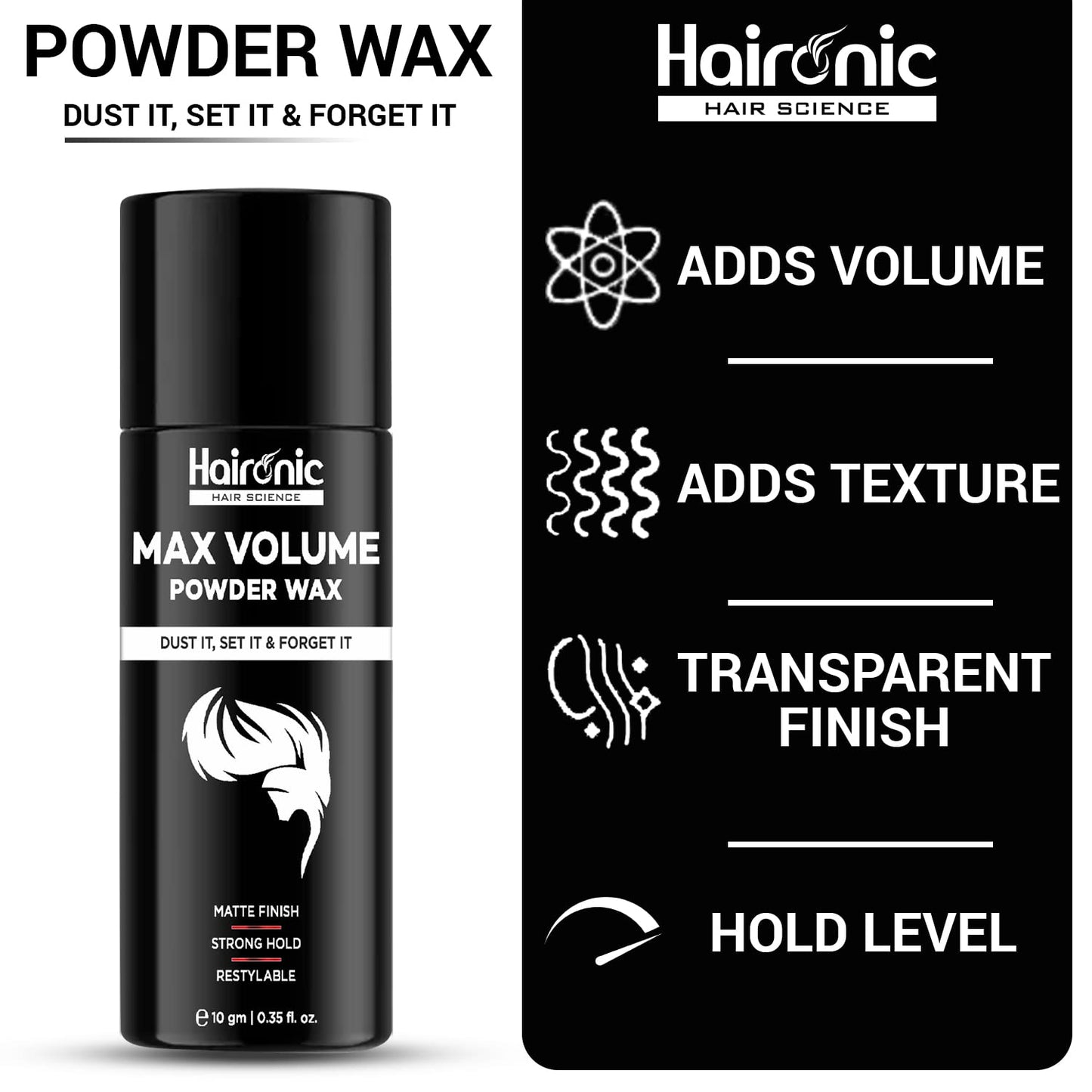 Haironic Hair Volumizing Powder Wax - Travel-friendly grooming