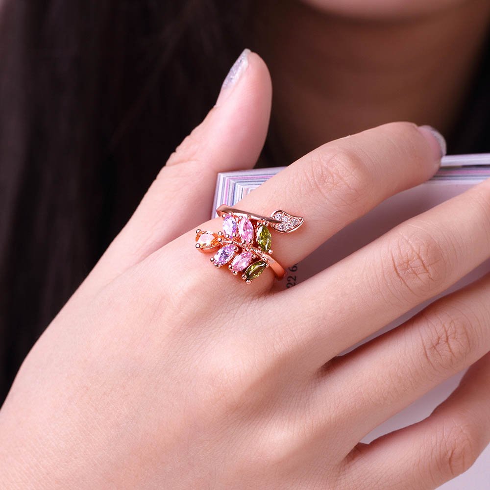 Yellow Chimes rose gold plated ring - vibrant color display