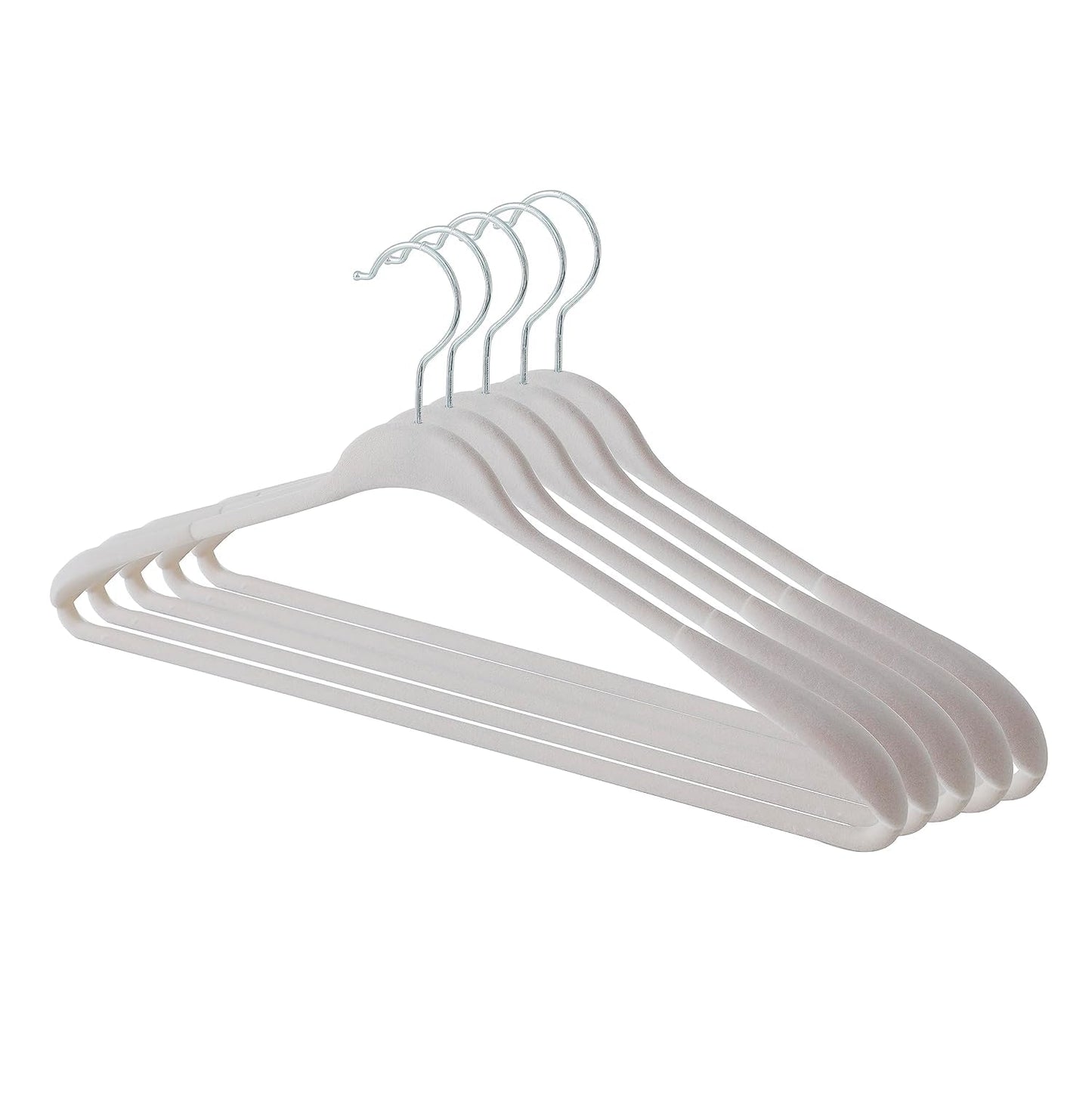 Kuber IndustriesVelvet Cloth Hanger Set of 10 with Chromed Plated Steel Hook|GREY|