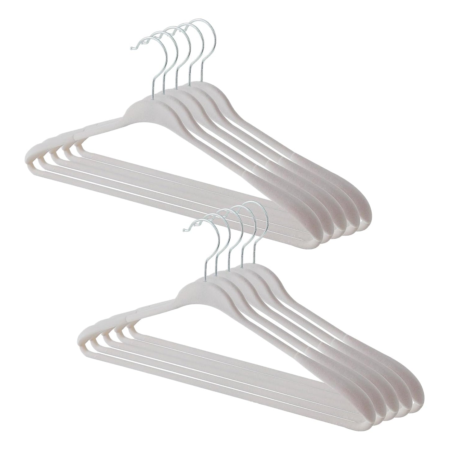 Kuber IndustriesVelvet Cloth Hanger Set of 10 with Chromed Plated Steel Hook|GREY|